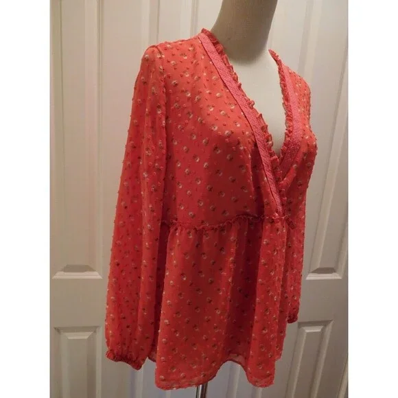 Darling MATILDA JANE "Must Be Love" Red Tufted Dot Crossover Blouse M - Picture 5 of 11